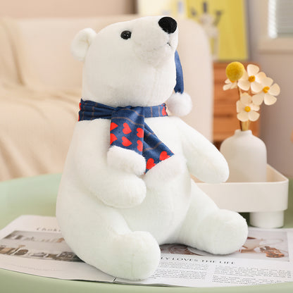 Aixini Christmas Plush Toys Scarf  Polar Bear Dolls Family