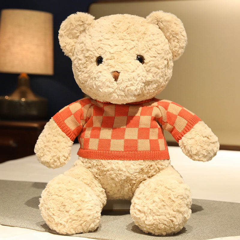 New Soft and Cute Plaid Sweater Teddy Bear - Aixini Toys