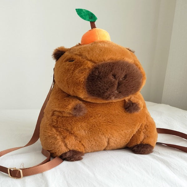 Orange Big Capybara - Capybara Capibala Doll Plush Cartoon Backpack Girls Cute Cross-Border Gift Crossbody Round Bag