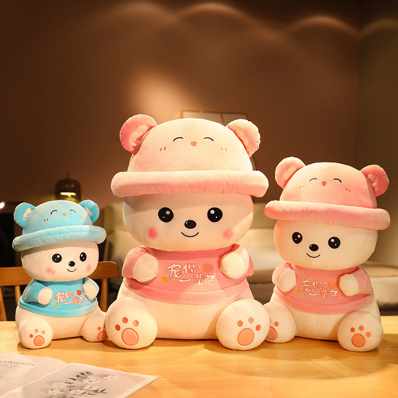 Cute sweetheart cute pet hat bear doll plush toy rag doll teddy bear pillow children's doll gift for women