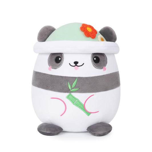 20 CM / 8 inch Cute Panda Plush Pillow Stuffed Animal, Soft Kawaii Panda Plush Toy with Hat Clothing Children's Gift