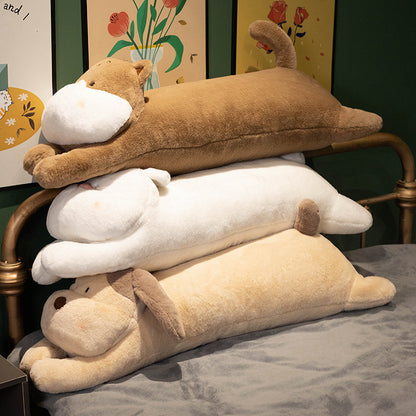90 CM / 35 inch Cute Pet Long Pillow [Dog] - Cartoon Animal Doll Cute Pet Long Pillow Legs Sleeping Sofa Bed Cushion Lying Rabbit Plush Doll