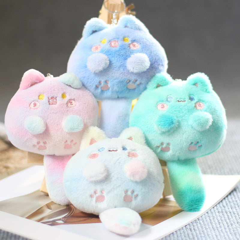 12 CM / 5 inch Purple cute cute kitten pendant plush toy doll cartoon kitten bag pendant keychain rag doll doll