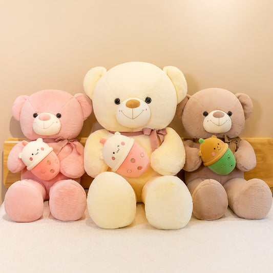 Giant Cuddly Christmas Teddy Bears With Boba Tea Plush Toys - Aixini Toys