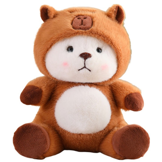 Cute Teddy Bear with Capybara Hoodie Plush Toy - Aixini Toys