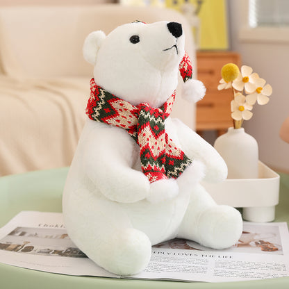 Aixini Christmas Plush Toys Scarf  Polar Bear Dolls Family