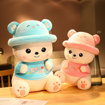 Cute sweetheart cute pet hat bear doll plush toy rag doll teddy bear pillow children's doll gift for women