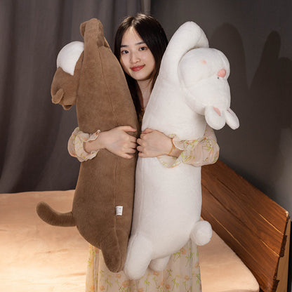 90 CM / 35 inch Cute pet long pillow [rabbit] - Cartoon animal doll, cute pet long pillow with legs folded for sleeping on sofa bed cushion lying down rabbit plush doll