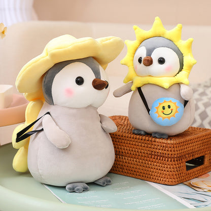 Cartoon decoration cute yellow sunflower little penguin doll children comfort doll holiday gift wedding toss doll