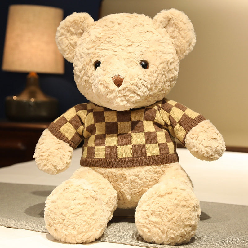 New Soft and Cute Plaid Sweater Teddy Bear - Aixini Toys