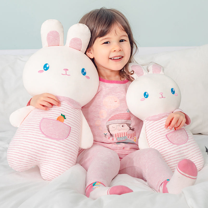 Aixini Kawaii Pure Cotton Striped Rabbit Pillow Plush Doll