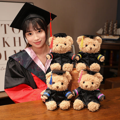 23 CM / 9 inch Triangular scarf style - Yellow - New Graduation Bear Doll Doctor Hat Teddy Bear Dressing Doll Small Sitting Plush Toy Little Bear Doctor Bear
