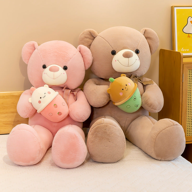 Giant Cuddly Christmas Teddy Bears With Boba Tea Plush Toys - Aixini Toys