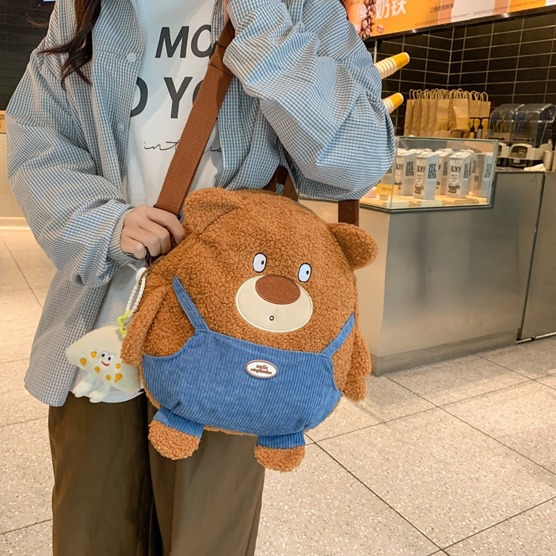 30 CM / 12 inch Khaki No Pendants - Cute Cartoon Bear Plush Backpack Women 2024 Popular New Soft Girl Cute Girly Heart Versatile Bag