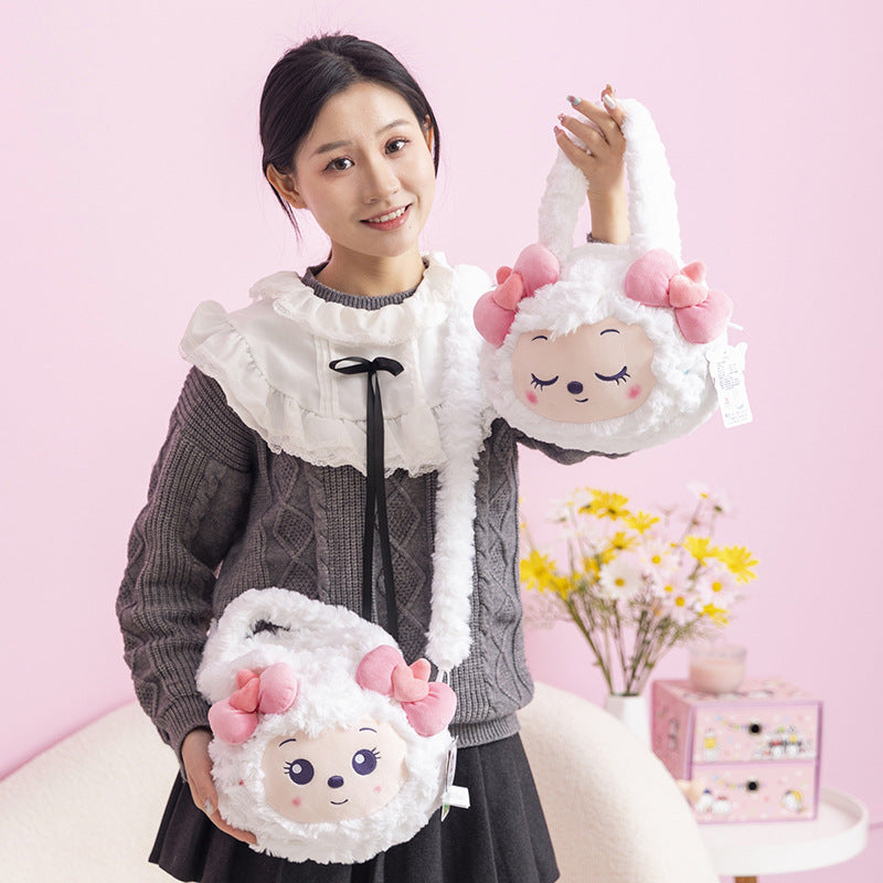 25 CM / 10 inch Doll Plush Messenger Bag Lazy Sheep Doll Beautiful Sheep Doll School Bag Girl Birthday Gift