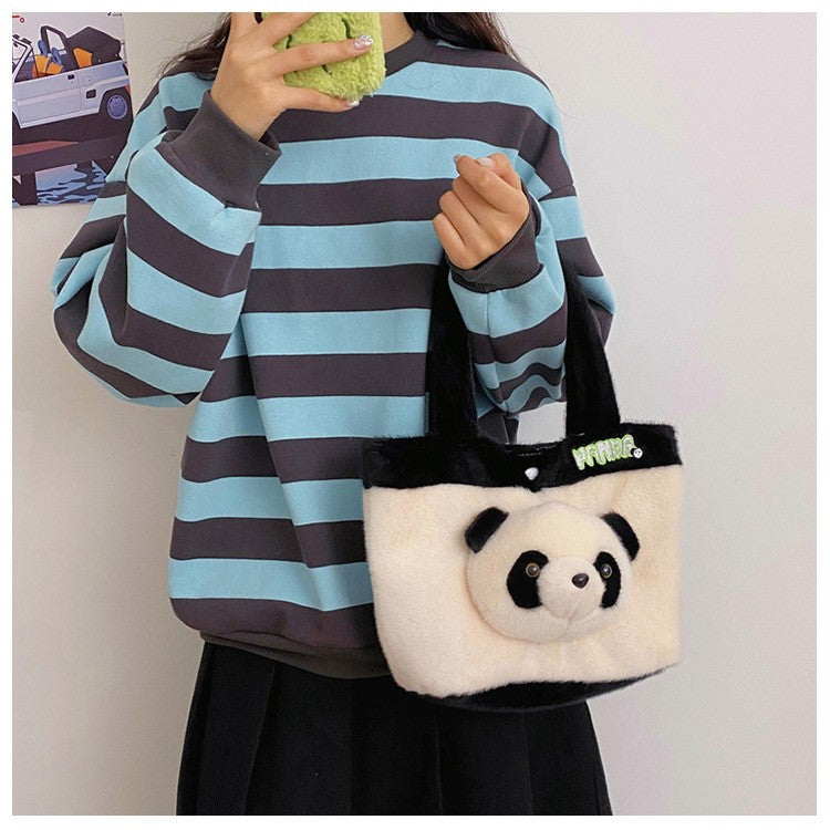 22 CM / 9 inch Cute White Panda Doll Cartoon Messenger Bag Large Capacity One Shoulder Children's Gift Wholesale Japanese Girl