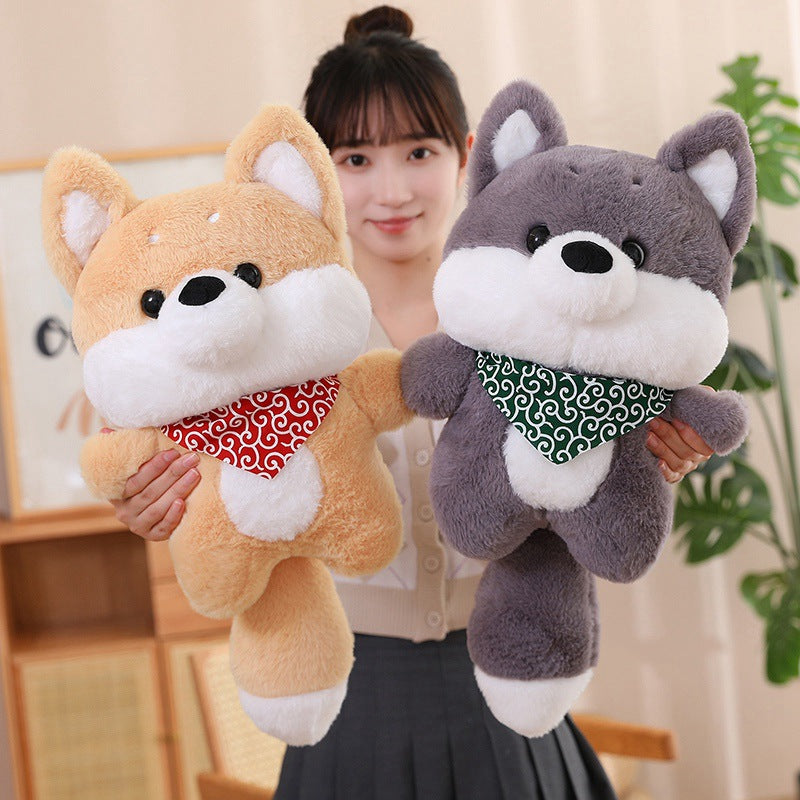 Scarf Shiba Inu Doll Plush Toy Husky Rag Doll Large Doll Children's Sleeping Pillow Birthday Gift