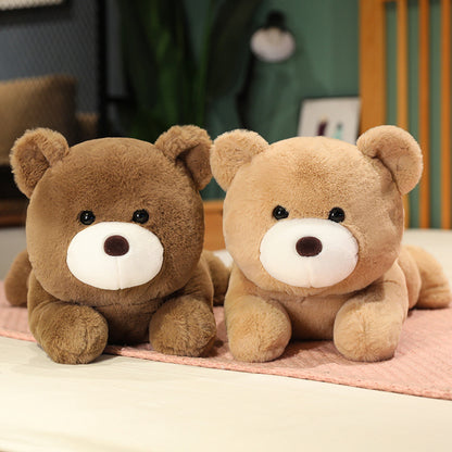 Cute and Soft Brown Lying Teddy Bears Plush Toys Pillow - Aixini Toys