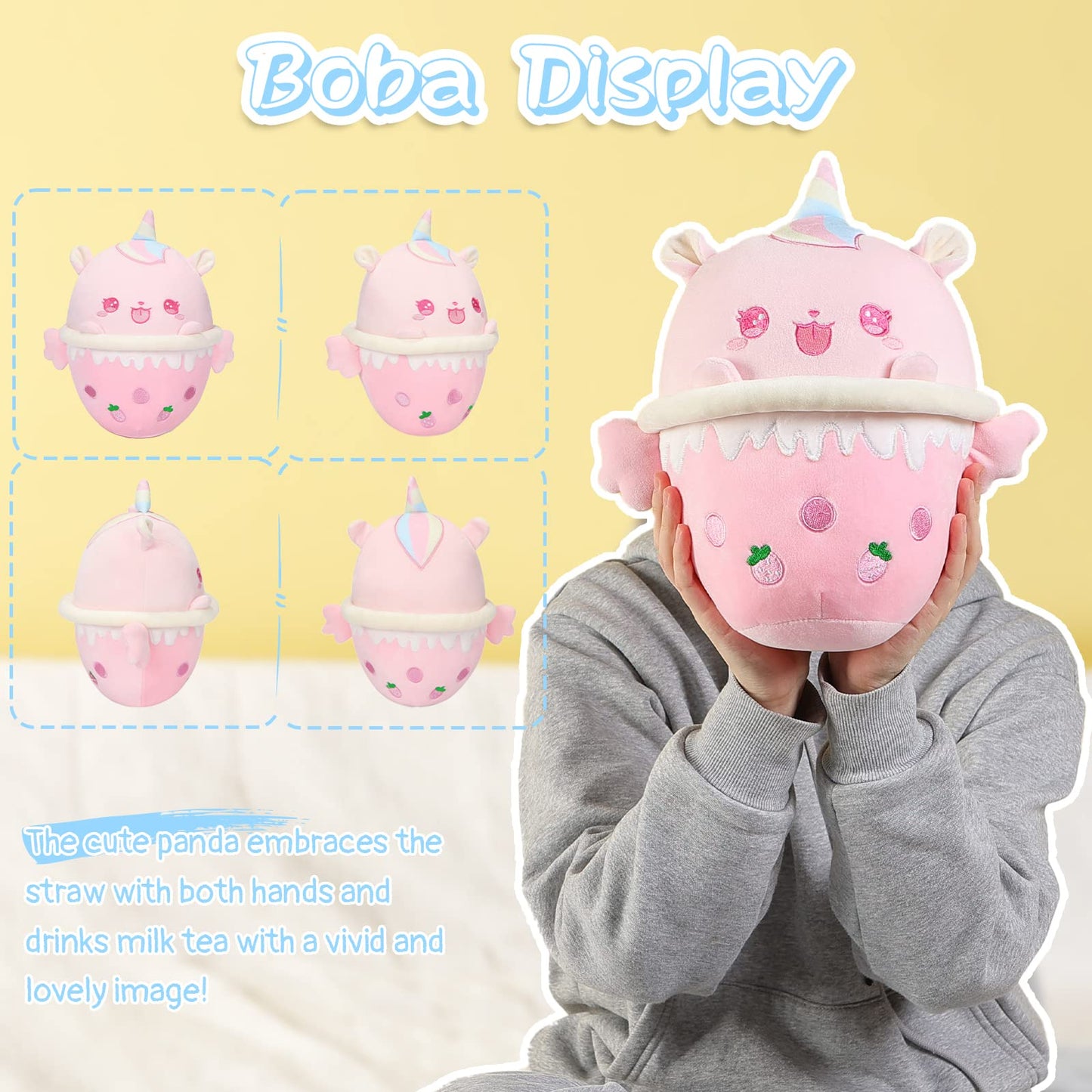 25 CM / 10 inch Unicorn Boba Plush Toy Bubble Tea Stuffed Animal Cute Soft Boba Milk Tea Food Plush Toy