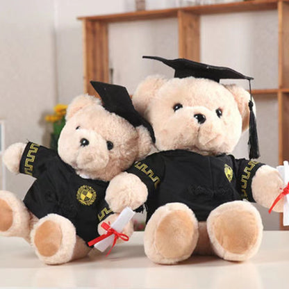 25 CM / 10 inch Little Bear in Black Clothes - Little Bear Doll with Doctor's Hat Doctor Bear Plush Toy Teddy Bear Graduation Bear Doll Graduation Season Gift