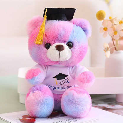 23 CM / 9 inch New dyed doctor bear doll graduation bear doll doctor hat bear graduation commemorative gift