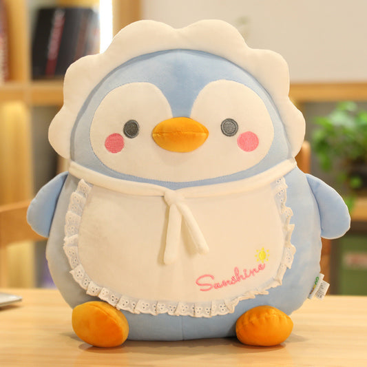 Cute Cartoon Apron Pig Penguin Bear Cuddle Pillow Healing Plush Toy Doll Sleeping Doll Gift for Women