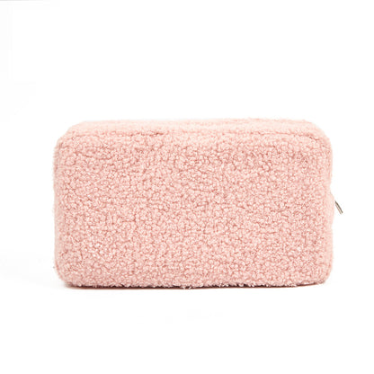 Autumn and winter solid color Teddy velvet bag large capacity skin care products storage bag travel portable plush bag simple cosmetic bag