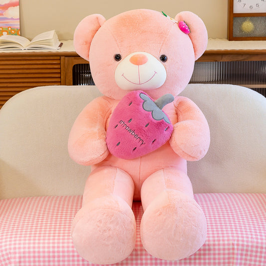 Pink + Big Strawberry New Cute Teddy Bear Plush Toy Large Hugable Bear Doll Girls Valentine's Day Gift