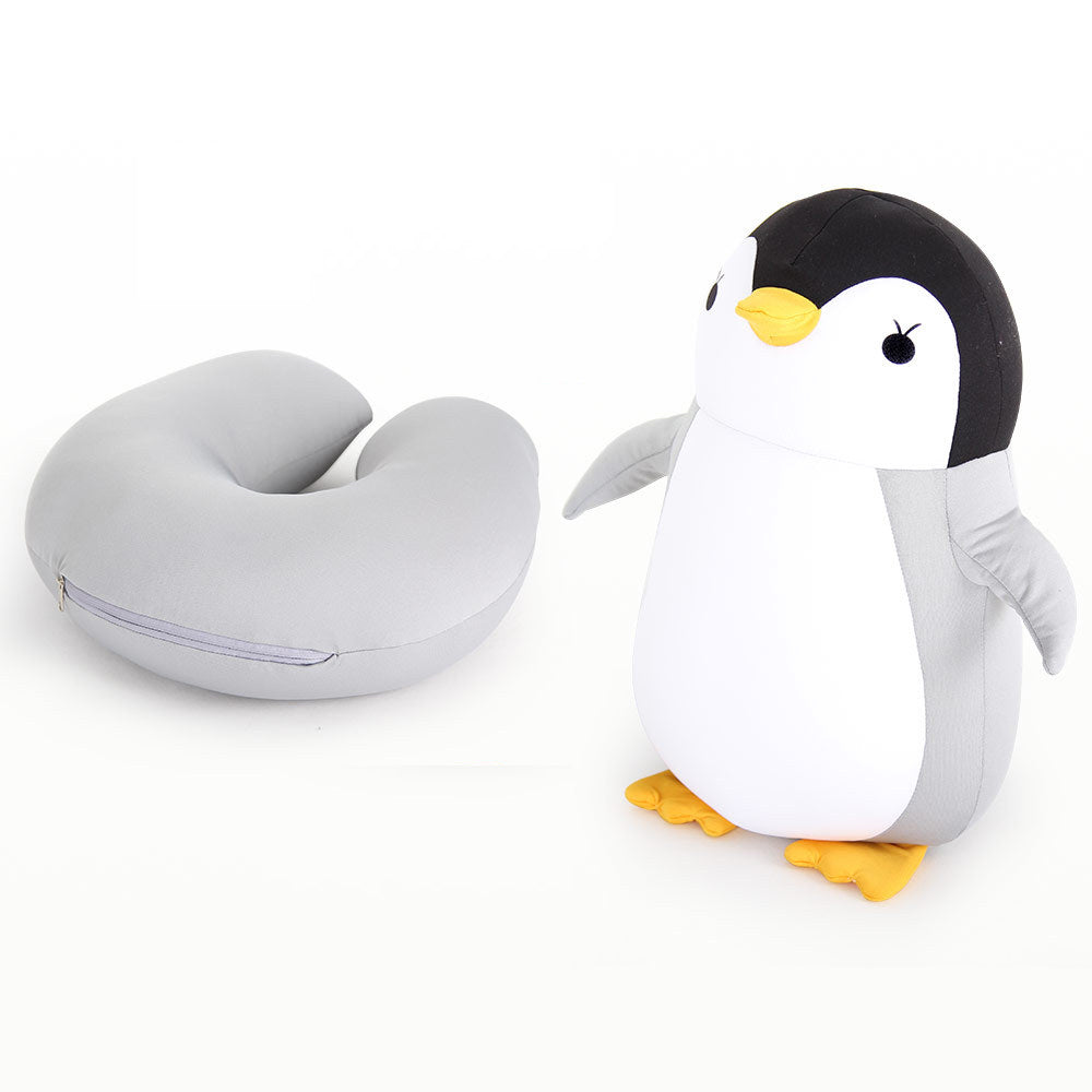 52CM / 20 inch Gray Penguin deformable u-shaped pillow cartoon particle pillow deformable pillow doll two-in-one dual-use pillow u-shaped