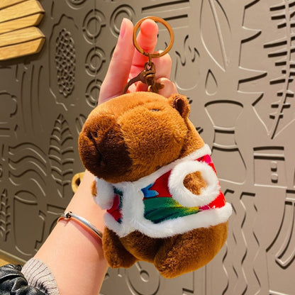Creative Capibala Capybara Plush Pendant Cartoon Couple Car Keychain Cute Doll Small Gift
