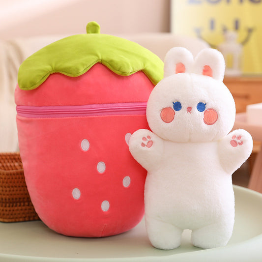 Easter - Cute transformed plush strawberry rabbit doll children's doll rag doll gift for girlfriend creative carrot pig toy