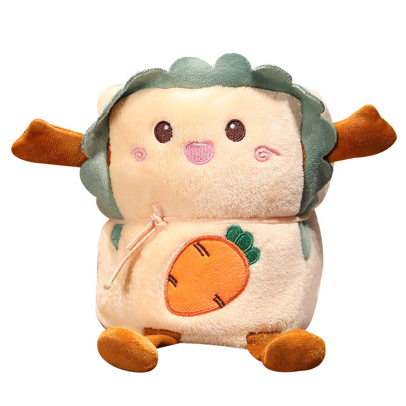 Cartoon Toast Carrot Plush Roll Blanket Office Nap Bread Flannel Small Blanket Air Conditioned Single Stowable Blanket
