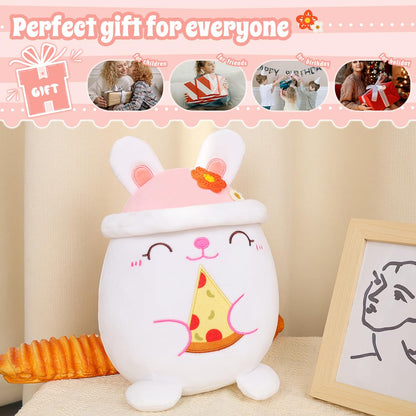 20 CM / 8 inch Cute Rabbit Plush Pillow Rabbit Stuffed Animal, Soft Kawaii Rabbit Plush Toy with Hat Clothing Kids Gift