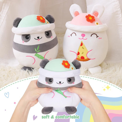 20 CM / 8 inch Cute Panda Plush Pillow Stuffed Animal, Soft Kawaii Panda Plush Toy with Hat Clothing Children's Gift