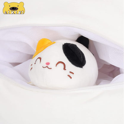 Cute Cat Mom Plush Pillow with 4 Kittens Stuffed Animals, Super Soft Kawaii Fat Cat Fat Cat Hug Toy Bedding Gift