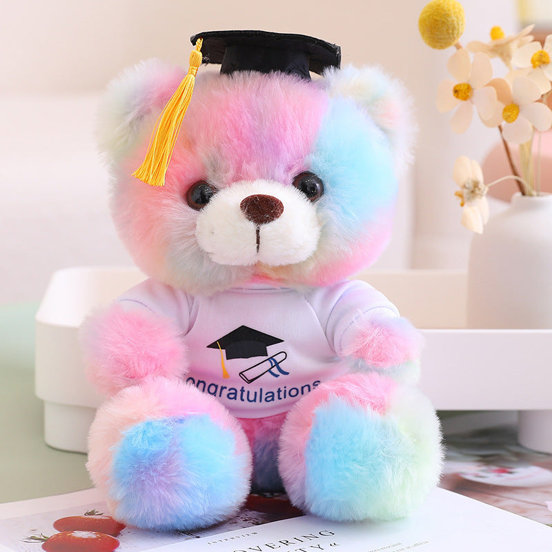 23 CM / 9 inch New dyed doctor bear doll graduation bear doll doctor hat bear graduation commemorative gift
