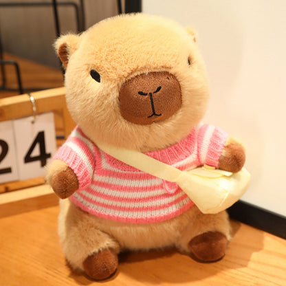 23 CM / 9 inch Cute Capybara Doll Sweater Backpack Capybara Doll Children's Plush Toy Gift
