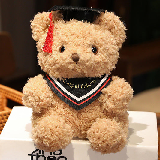 23 CM / 9 inch Triangular scarf style - Big Red - New Graduation Bear Doll Doctor Hat Teddy Bear Dressing Doll Small Sitting Plush Toy Little Bear Doctor Bear