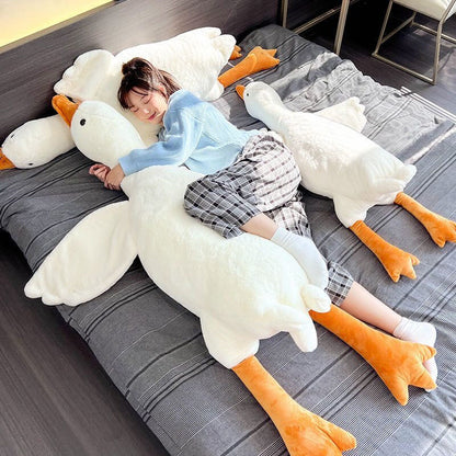 Cute big goose doll pillow plush toy for sleeping children soothing doll sleeping with legs legs birthday gift