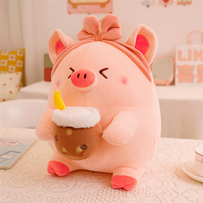 Aixini Cute Boba Bubble Tea Plush Pig Stuffed Animal