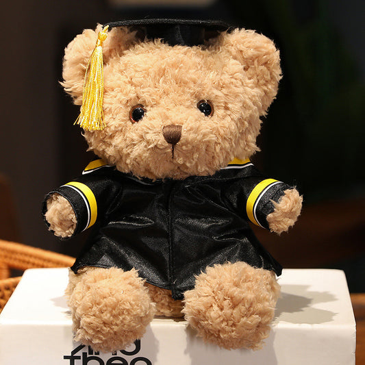 23 CM / 9 inch Doctor's Clothes - Yellow - New Graduation Bear Doll Doctor's Hat Teddy Bear Dressing Doll Small Sitting Plush Toy Little Bear Doctor Bear