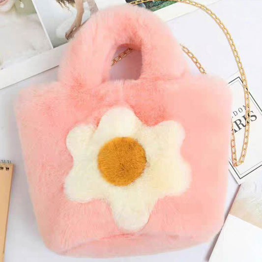 Pink - Plush versatile fashionable sunflower bag for women 2024 new niche high-end sense cross-body omelette bag