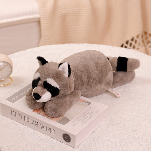 Raccoon - Plush lazy animal figure soft Buddhist sloth raccoon fox pink pig husky white bear home doll