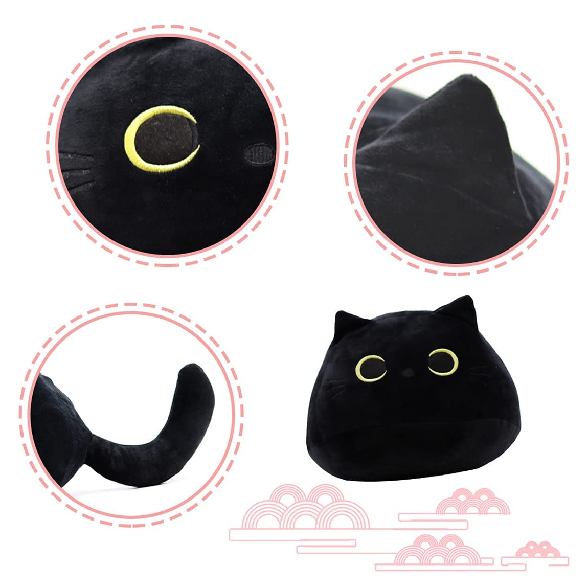 Aixini Halloween Soft Black Stuffed Cat Plush Toy Throw Pillow
