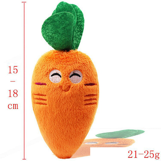 15CM / 6 inch Carrots making sounds - plush dog French bulldog bite-resistant ball rope making sounds toy fruit cartoon animal cat pet supplies