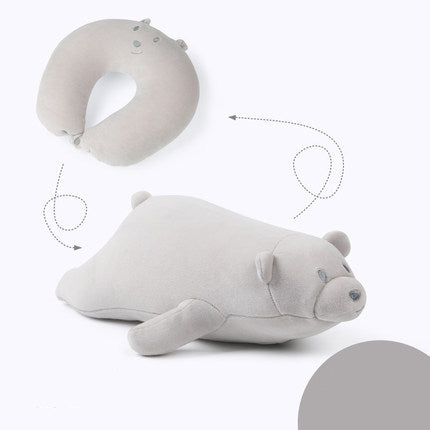 52CM / 20 inch Gray lying bear deformable u-shaped pillow cartoon particle pillow deformable pillow doll two-in-one dual-use pillow u-shaped