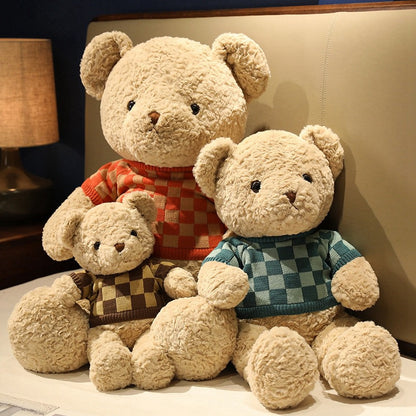 New Soft and Cute Plaid Sweater Teddy Bear - Aixini Toys