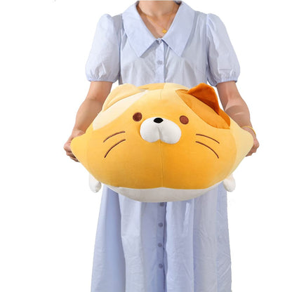 Cute Orange Cat Plush Pillow Filled Soft Animal Cylindrical Pillow, Super Soft Fat Cat Chubby Kitten Sleeping Kawaii Pillow