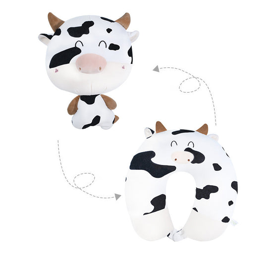 52CM / 20 inch Cow deformable u-shaped pillow cartoon particle pillow deformable pillow doll two-in-one dual-use pillow u-shaped