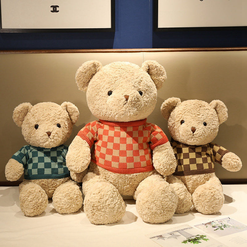 New Soft and Cute Plaid Sweater Teddy Bear - Aixini Toys